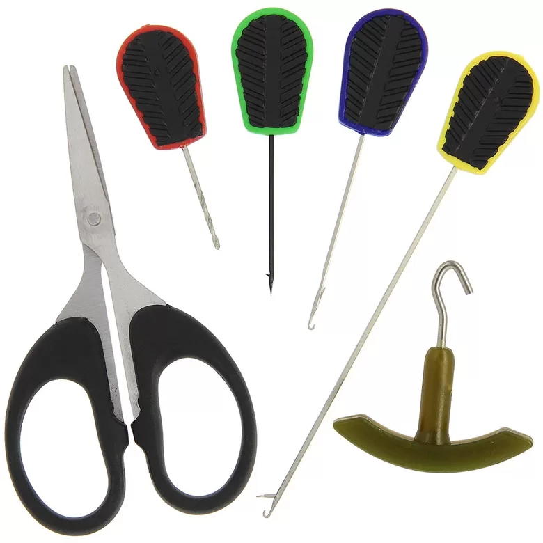 Boilių vėrimo rinkinys NGT 6pc Soft Grip Tool Set - 4 Needles, Braid Scissors and Knot Puller