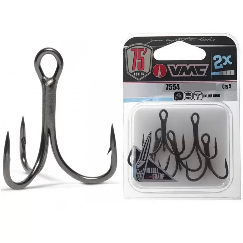 VMC Treble Hooks 7554 - 75 SERIES 2X-Strong Inline Treble
