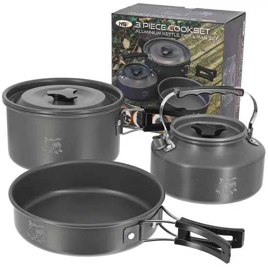 Indų rinkinys NGT Aluminium Outdoor Cook Set - 1.1 litre Kettle, Pot and Pan in Gun Metal