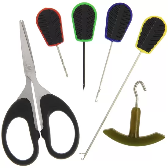 Boilių vėrimo rinkinys NGT 6pc Soft Grip Tool Set - 4 Needles, Braid Scissors and Knot Puller